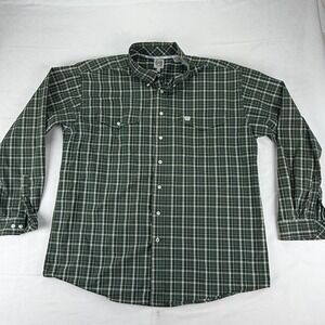 Cinch Mens XXL Green Plaid Western Button Down Shirt Cotton Long Sleeve